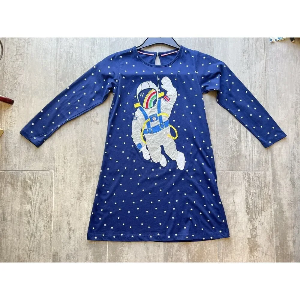 Los Angeles Boutique Long Sleeve Dress Tunic Girls Astronaut Space Rainbow NEW 7